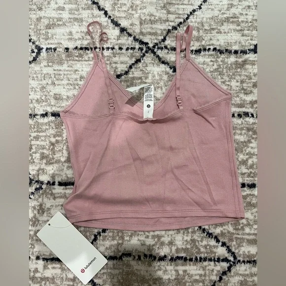 Lululemon Athletica Pink Cotton Pointelle Cropped Camisole Top - Picture 3 of 3